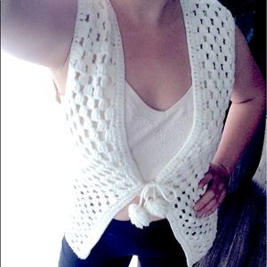 Vintage Style Granny Squares White Vest, Handmade